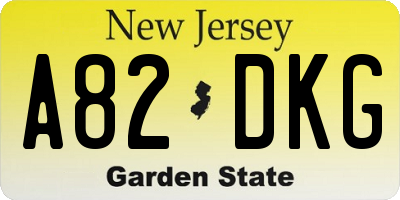 NJ license plate A82DKG