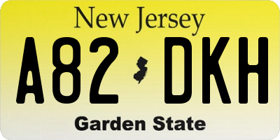 NJ license plate A82DKH