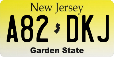 NJ license plate A82DKJ