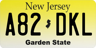 NJ license plate A82DKL