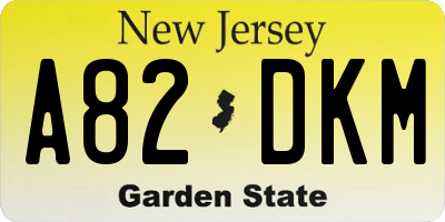 NJ license plate A82DKM