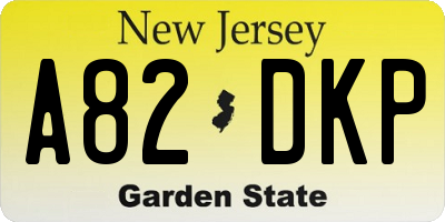 NJ license plate A82DKP