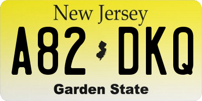NJ license plate A82DKQ