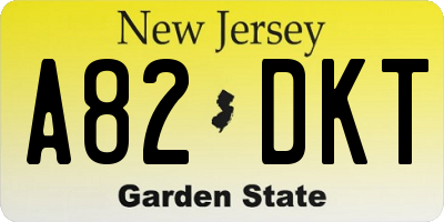 NJ license plate A82DKT