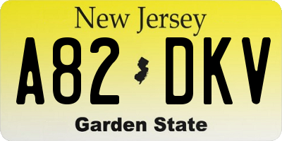 NJ license plate A82DKV