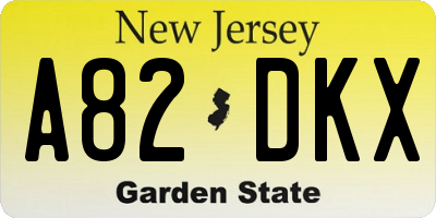 NJ license plate A82DKX