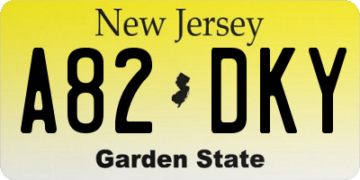 NJ license plate A82DKY