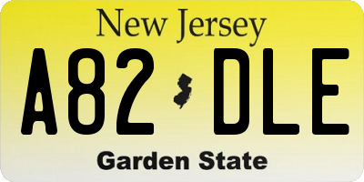 NJ license plate A82DLE