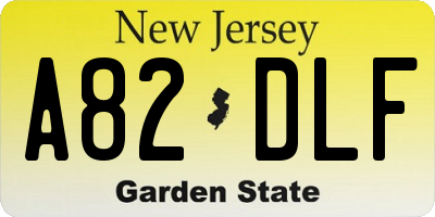 NJ license plate A82DLF