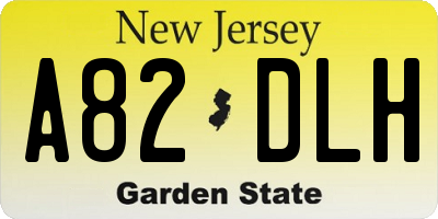 NJ license plate A82DLH