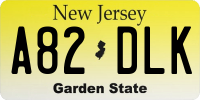 NJ license plate A82DLK