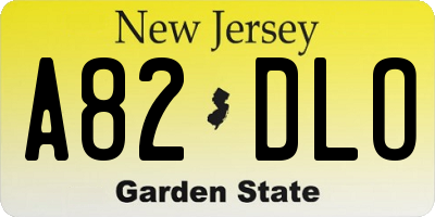 NJ license plate A82DLO