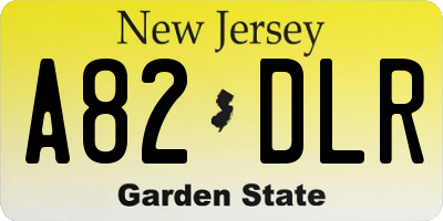 NJ license plate A82DLR