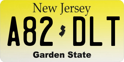 NJ license plate A82DLT