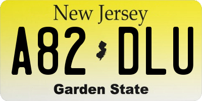 NJ license plate A82DLU