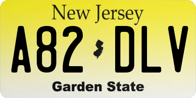 NJ license plate A82DLV