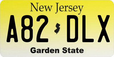 NJ license plate A82DLX
