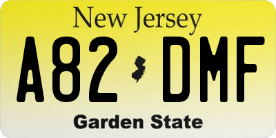 NJ license plate A82DMF