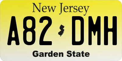 NJ license plate A82DMH