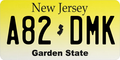 NJ license plate A82DMK