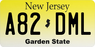 NJ license plate A82DML