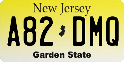 NJ license plate A82DMQ