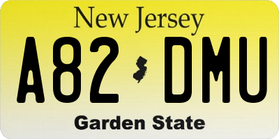 NJ license plate A82DMU
