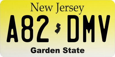 NJ license plate A82DMV