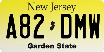 NJ license plate A82DMW