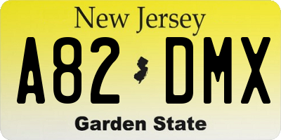 NJ license plate A82DMX