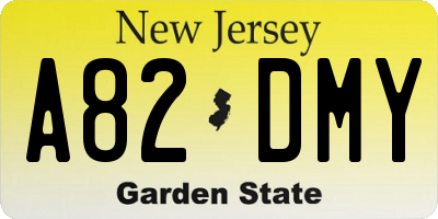 NJ license plate A82DMY
