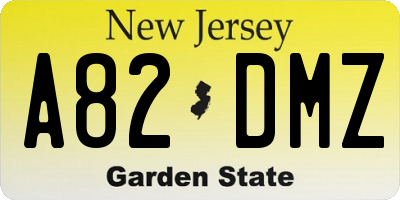 NJ license plate A82DMZ