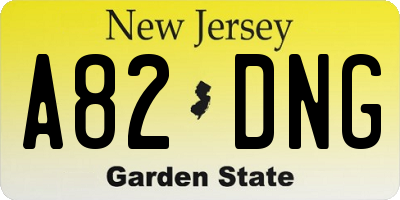 NJ license plate A82DNG