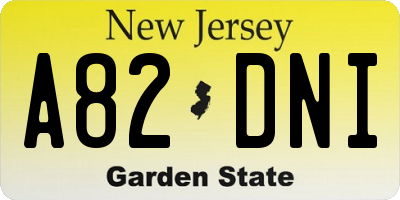 NJ license plate A82DNI