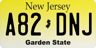 NJ license plate A82DNJ