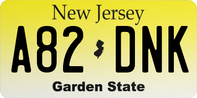 NJ license plate A82DNK