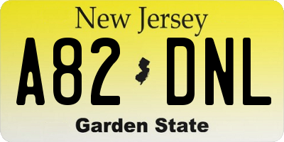 NJ license plate A82DNL