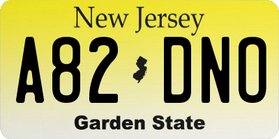 NJ license plate A82DNO