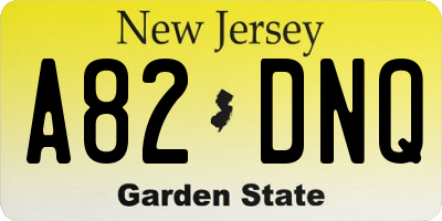 NJ license plate A82DNQ