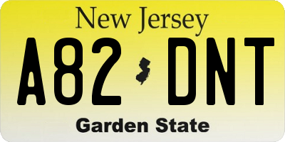 NJ license plate A82DNT