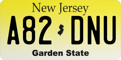 NJ license plate A82DNU