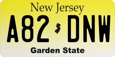 NJ license plate A82DNW