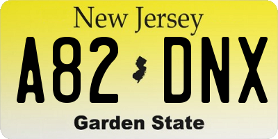 NJ license plate A82DNX
