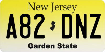 NJ license plate A82DNZ
