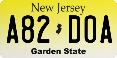 NJ license plate A82DOA