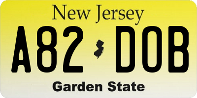NJ license plate A82DOB