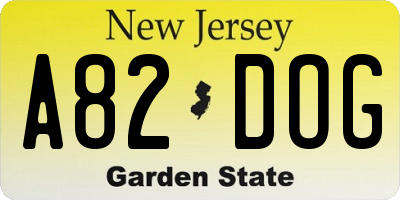 NJ license plate A82DOG