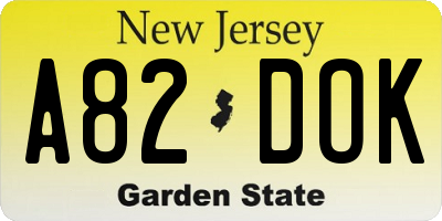 NJ license plate A82DOK