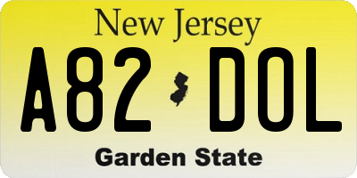 NJ license plate A82DOL