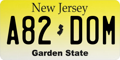 NJ license plate A82DOM